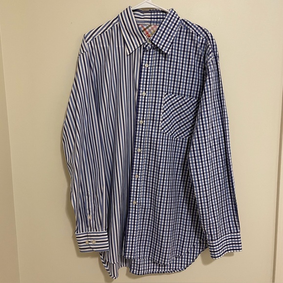 Robert Graham 100% Cotton Mixed-Pattern Button-Down Shirt Navy Blue – Size XL - Picture 1 of 8